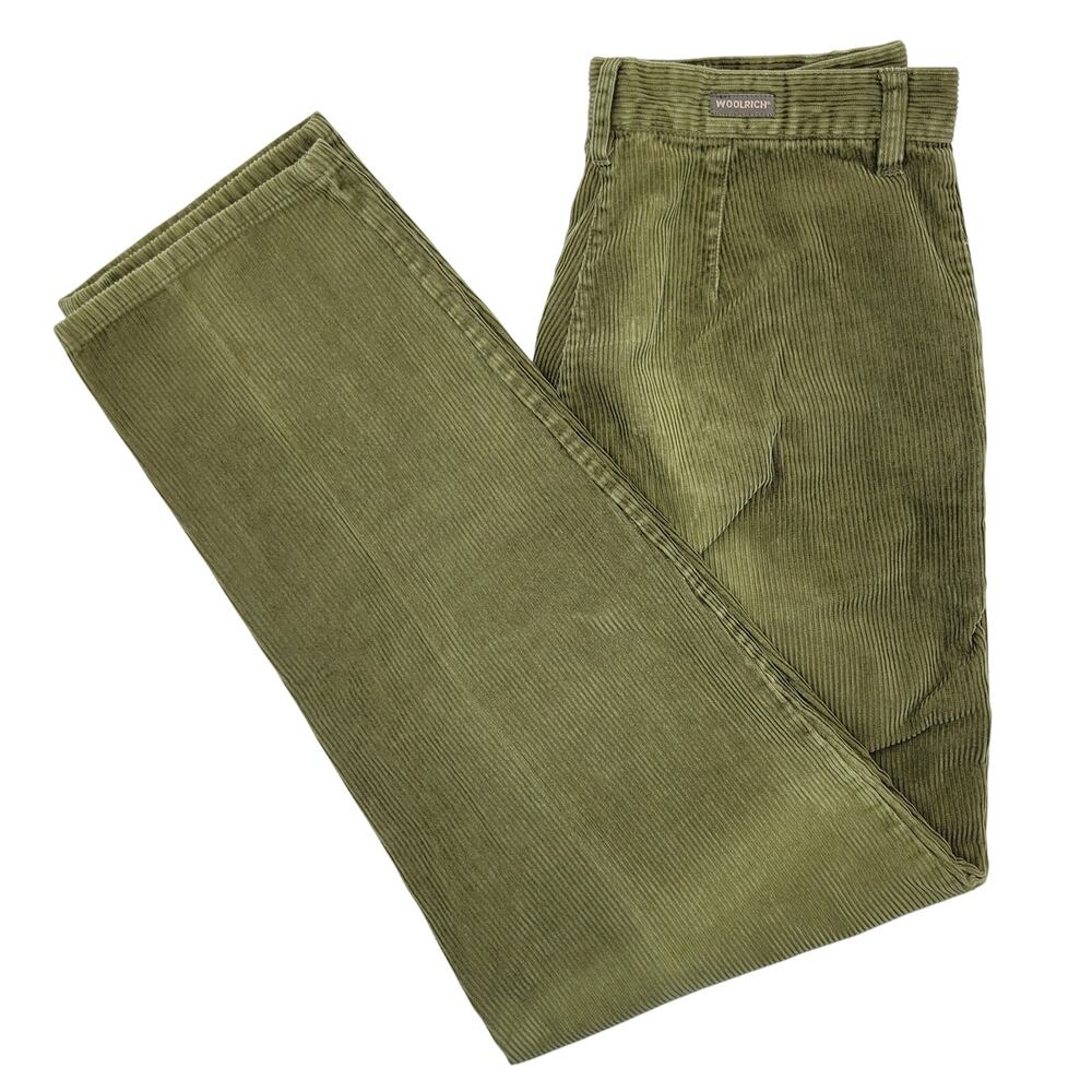 Woolrich High Rise Straight Leg Corduroy Pants 10 Dark Ivy Green Vintage 90s Y2K